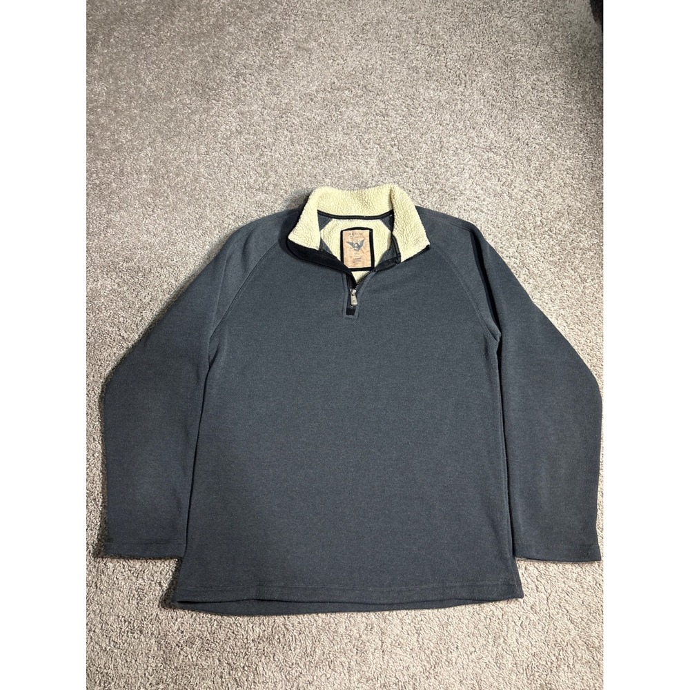 Arrow Blue Jeans Co Mens Large Gray Knit Sherpa Collar Quarter Zip Sweater
